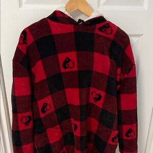 Ardene Red and Black Heart Checkered Hoodie